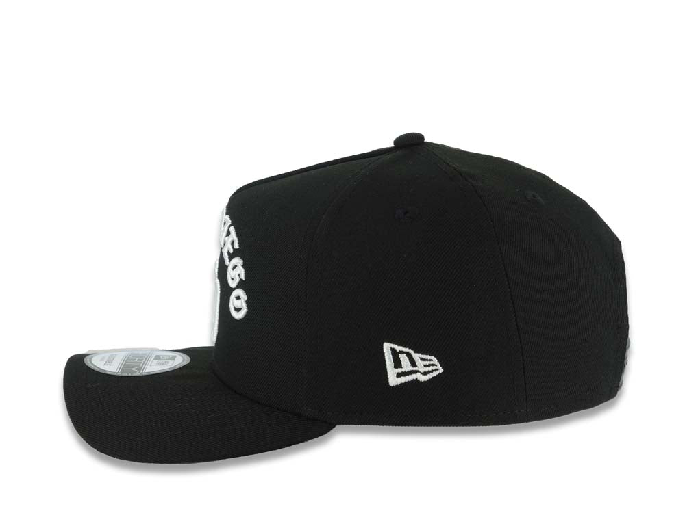 San Diego Padres New Era MLB 9FORTY 940 Adjustable A-Frame Cap Hat Black Crown/Visor White With Text/Script Logo 25th Anniversary Side Patch Gray UV
