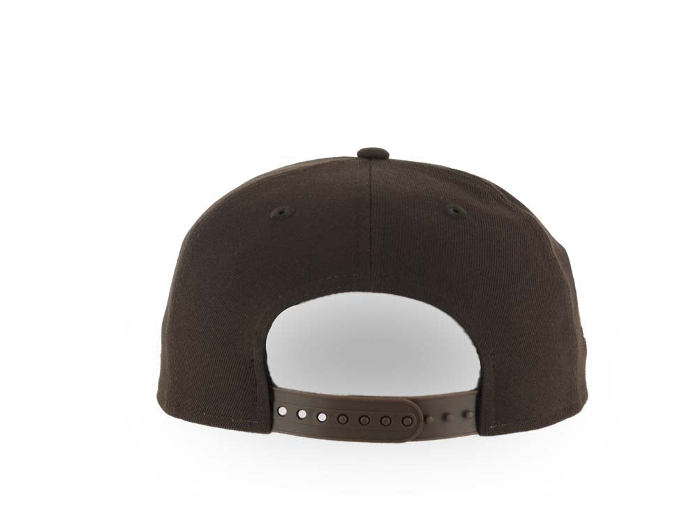 San Diego Padres New Era MLB 9FORTY 940 Adjustable A-Frame Cap Hat Dark Brown Crown/Visor Team Color Sugar Skull Logo 40th Anniversary Side Patch Yellow UV