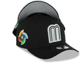 Mexico New Era WBC World Baseball Classic 9FORTY 940 Adjustable A-Frame Cap Hat Black Crown/Visor Black/White Logo Gray UV