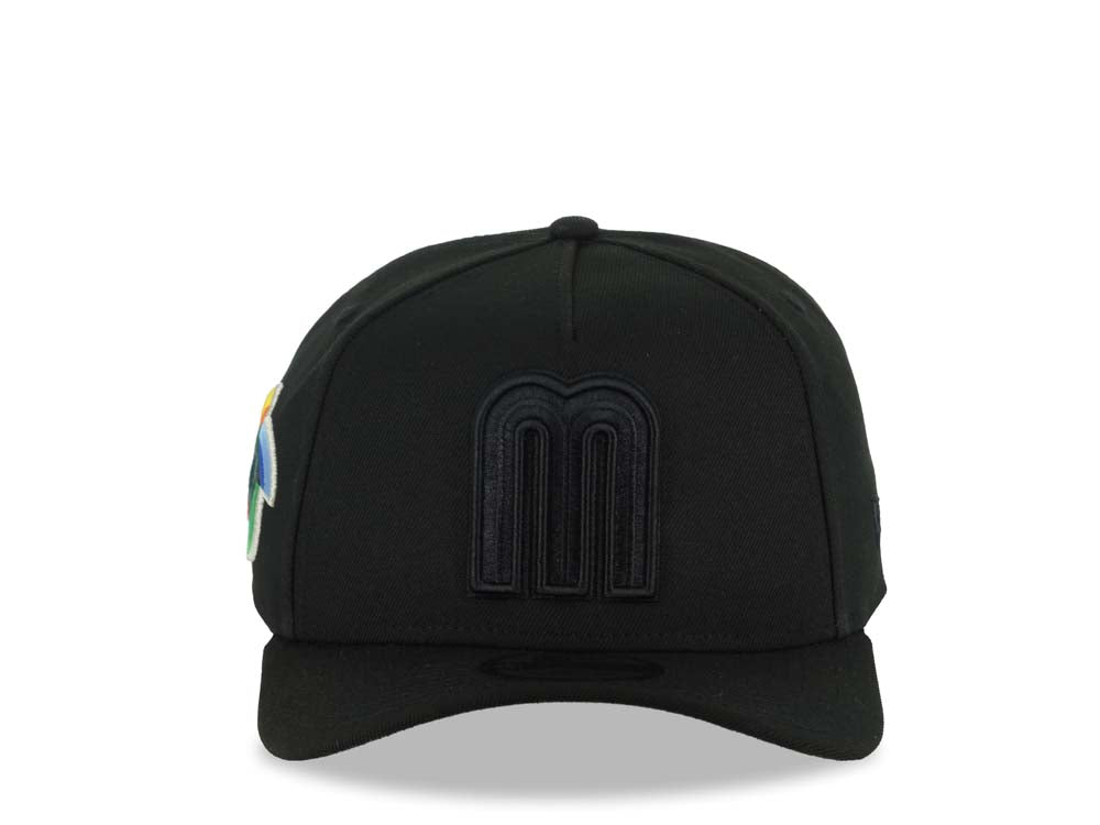 Mexico New Era WBC World Baseball Classic 9FORTY 940 Adjustable A-Frame Cap Hat Black Crown/Visor Black Logo Gray UV