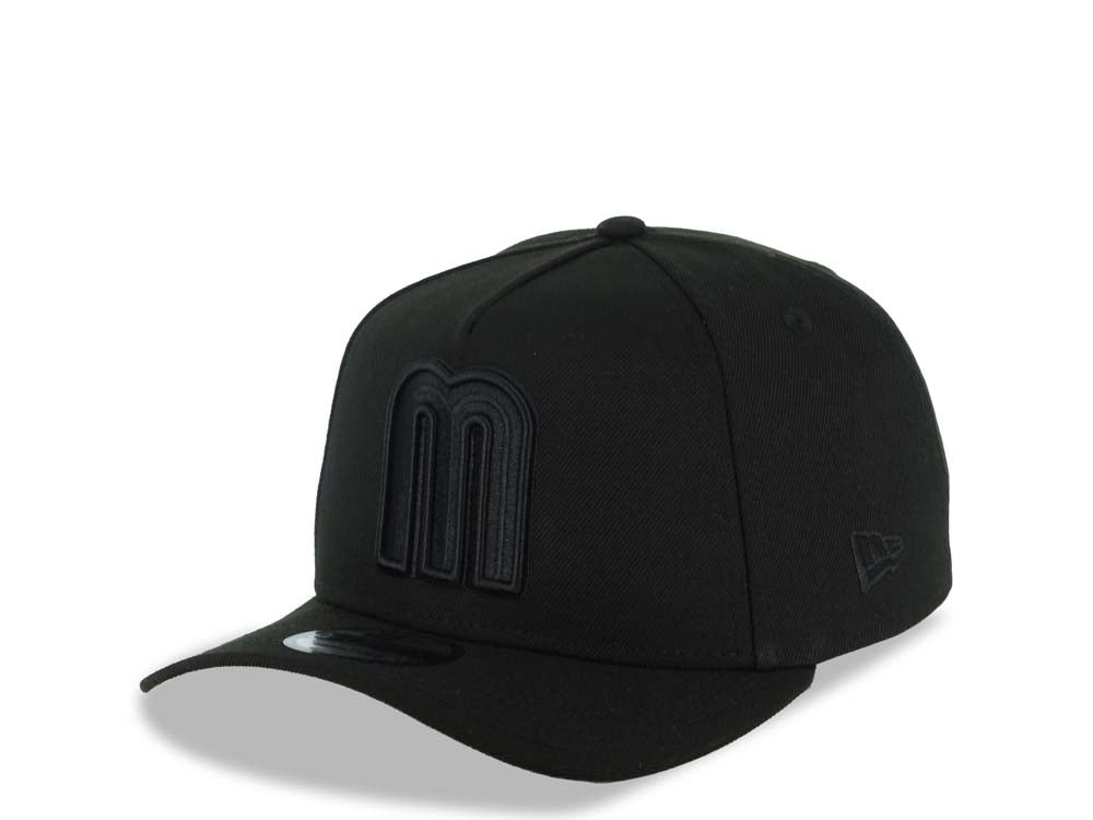 Mexico New Era WBC World Baseball Classic 9FORTY 940 Adjustable A-Frame Cap Hat Black Crown/Visor Black Logo Gray UV