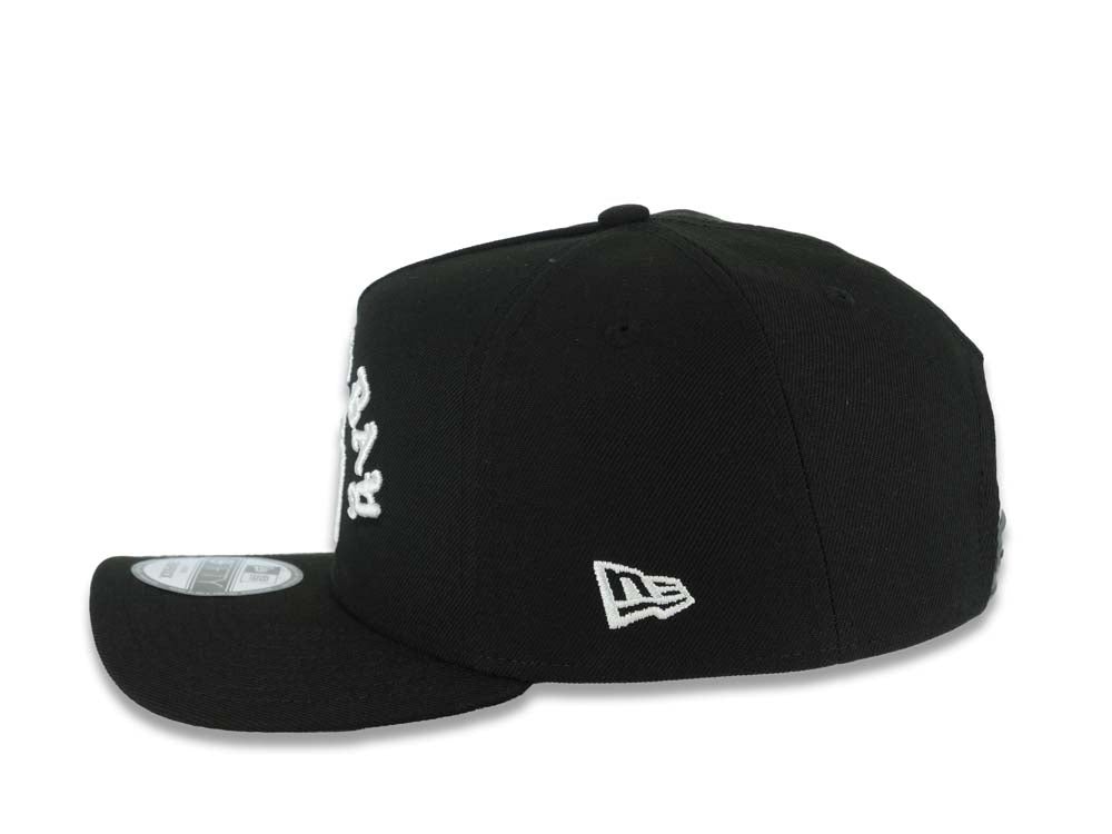 San Diego Padres New Era MLB 9FORTY 940 Adjustable A-Frame  Cap Hat Black Crown/Visor White Logo With South Bay Text/Script 40th Anniversary Side Patch Gray UV