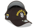 San Diego Padres New Era MLB 9FORTY 940 Adjustable A-Frame Cap Hat Brown Crown/Visor White Logo Yellow South Bay Script/Text South Bay Pier Side Patch
