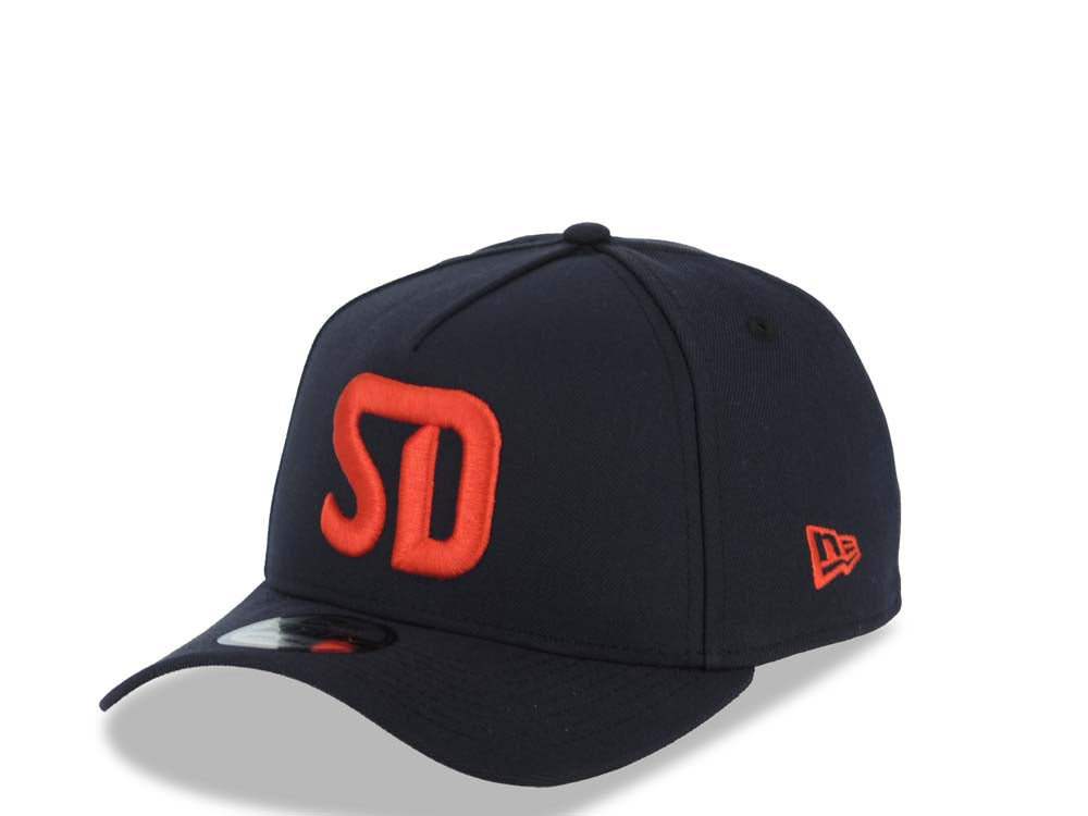 San Diego FC New Era MLS 9FORTY 940 Adjustable A-Frame Cap Hat Navy Blue Crown/Visor Red Logo Gray UV