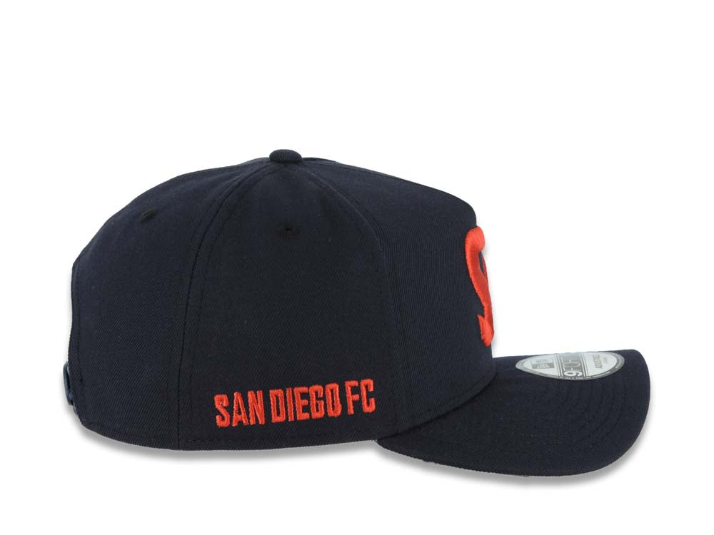 San Diego FC New Era MLS 9FORTY 940 Adjustable A-Frame Cap Hat Navy Blue Crown/Visor Red Logo Gray UV