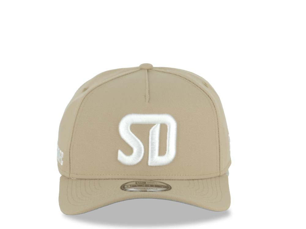 San Diego FC New Era MLS 9FORTY 940 Adjustable A-Frame Cap Hat Khaki Crown/Visor White Logo Gray UV