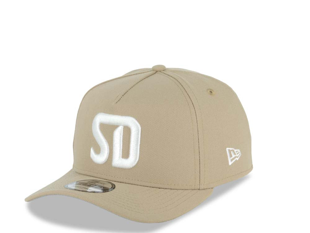 San Diego FC New Era MLS 9FORTY 940 Adjustable A-Frame Cap Hat Khaki Crown/Visor White Logo Gray UV