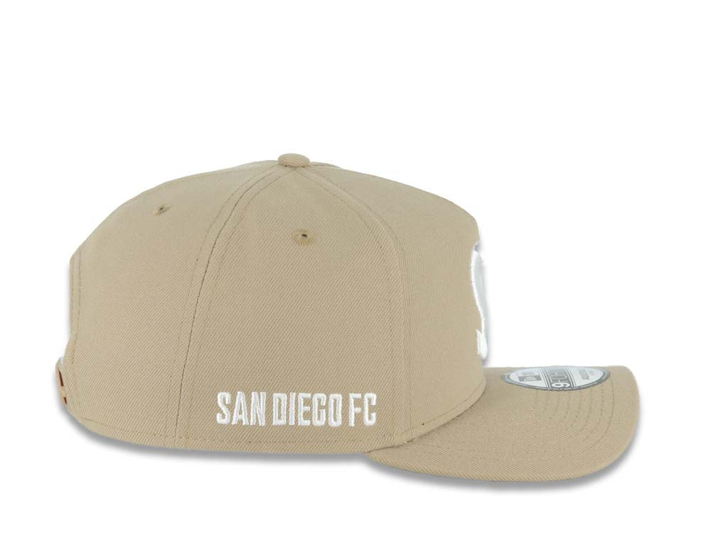 San Diego FC New Era MLS 9FORTY 940 Adjustable A-Frame Cap Hat Khaki Crown/Visor White Logo Gray UV