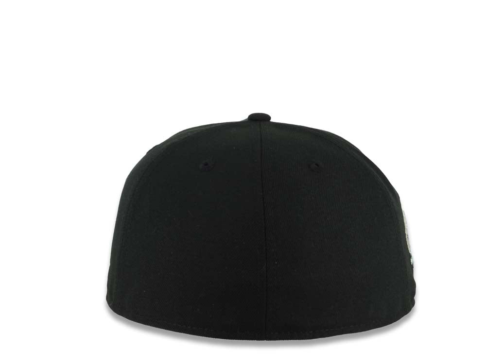 San Diego Padres New Era MLB 59FIFTY 5950 Fitted Cap Hat Black Crown/Visor White Logo With Palm 40th Anniversary Side Patch