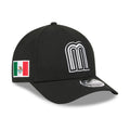 Mexico New Era WBC World Baseball Classic 9FORTY 940 Adjustable A-Frame M-Crown Cap Hat Black Crown/Visor Black/White Logo Mexico Flag Side Patch