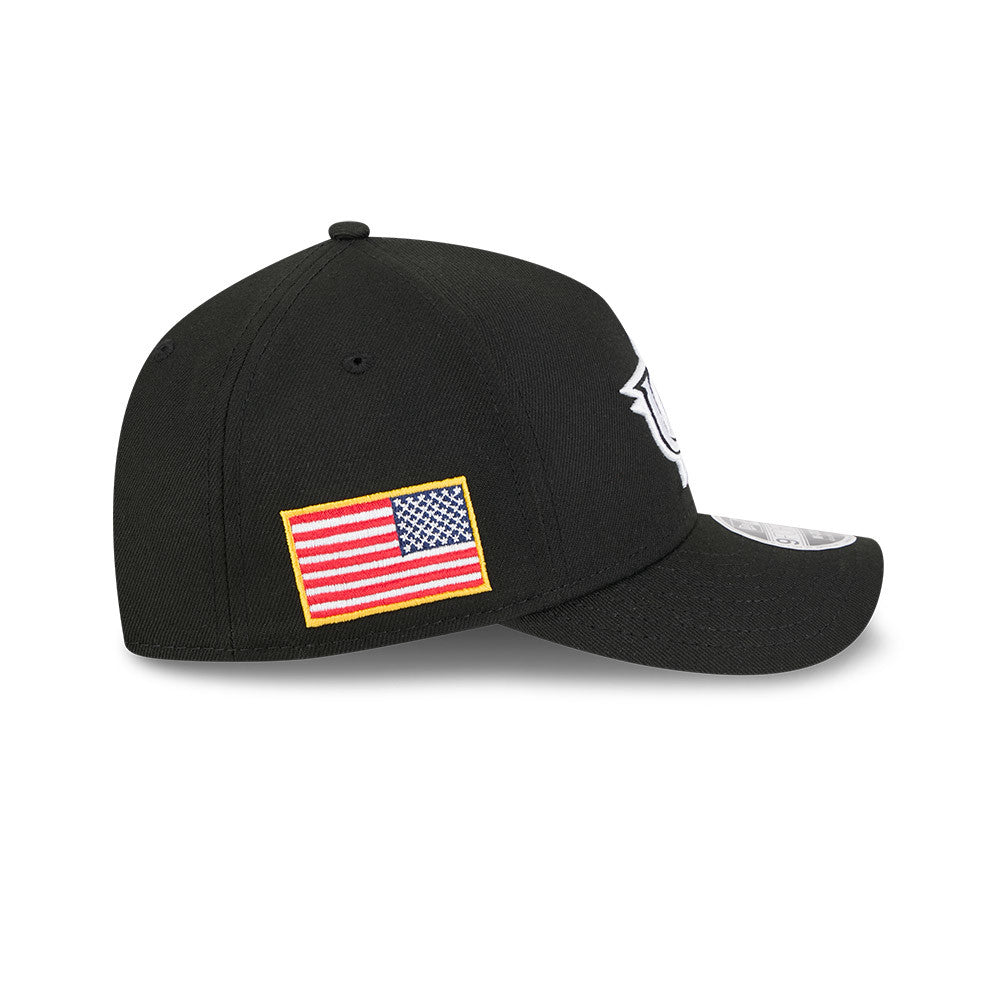 USA New Era WBC World Baseball Classic 9FORTY 940 Adjustable A-Frame M-Crown Cap Hat Black Crown/Visor Black/White Logo USA Flag Side Patch