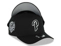 San Diego Padres New Era MLB 9FORTY 940 Adjustable A-Frame Cap Hat Black Crown/Visor Black/White P Logo 40th Anniversary Side Patch Gray UV