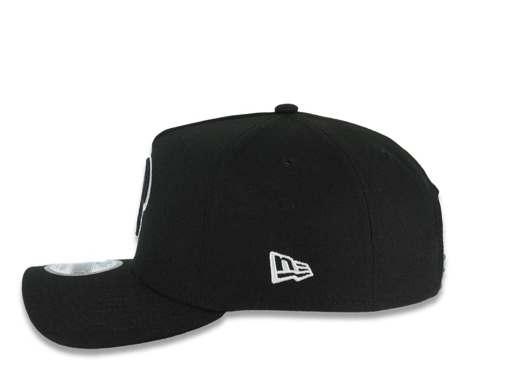 San Diego Padres New Era MLB 9FORTY 940 Adjustable A-Frame Cap Hat Black Crown/Visor Black/White P Logo 40th Anniversary Side Patch Gray UV