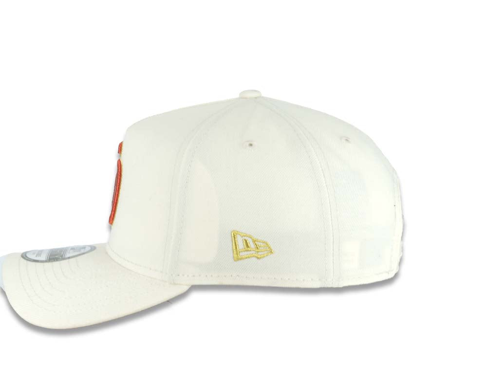 San Diego Padres New Era MLB 9FORTY 940 Adjustable A-Frame Cap Hat Cream Crown/Visor Red/Metallic Gold Logo 40th Anniversary Side Patch Red UV