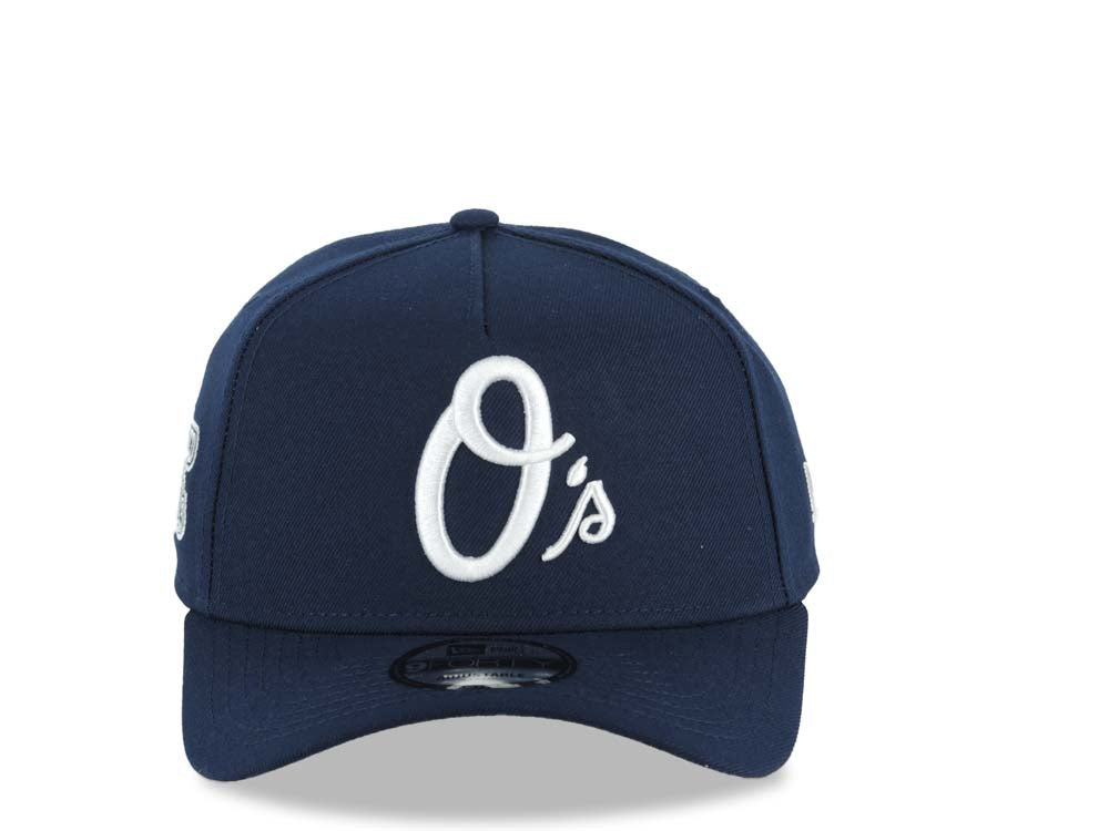 Baltimore Orioles New Era MLB 9FORTY 940 Adjustable A-Frame Cap Hat Navy Blue Crown/Visor White Logo 1983 World Series Side Patch Gray UV