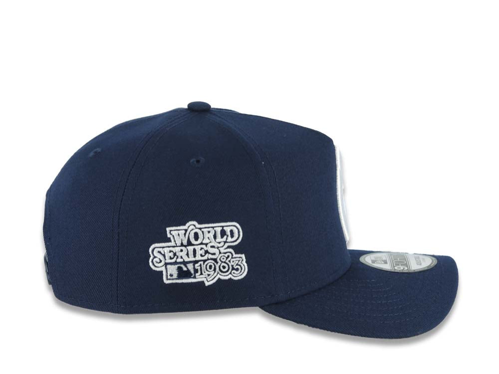 Baltimore Orioles New Era MLB 9FORTY 940 Adjustable A-Frame Cap Hat Navy Blue Crown/Visor White Logo 1983 World Series Side Patch Gray UV