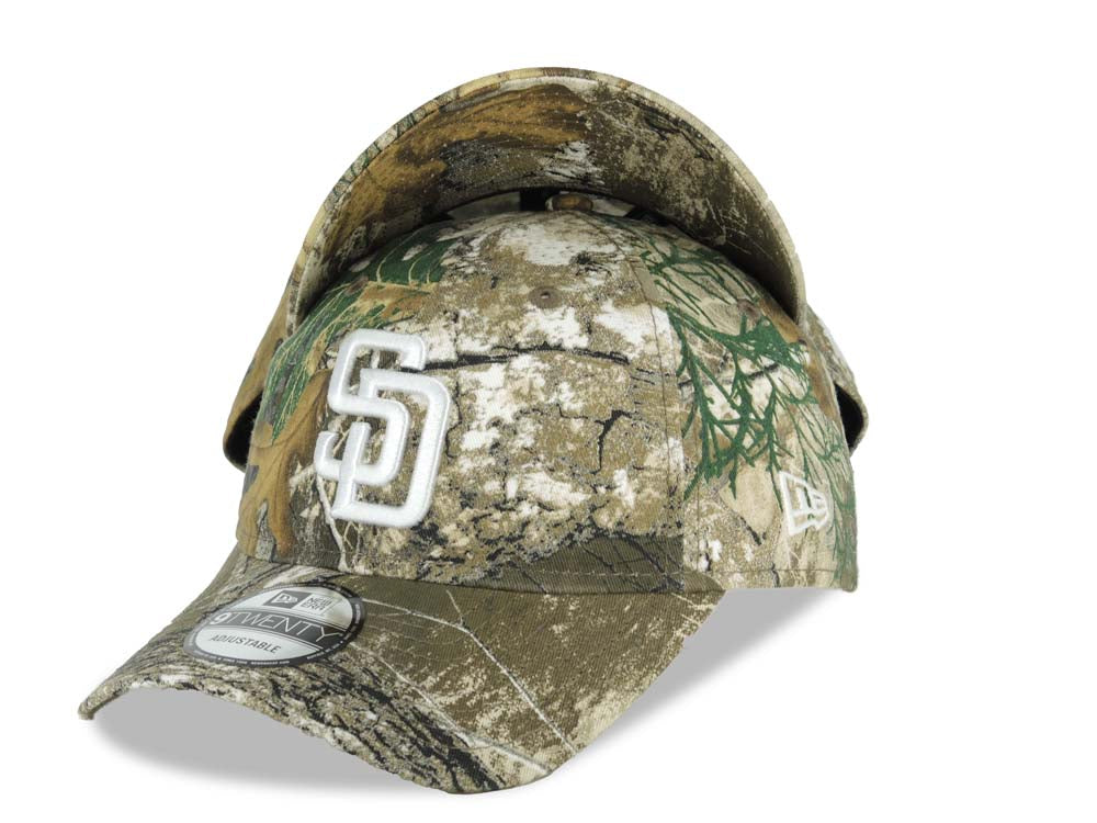 San Diego Padres New Era MLB 9TWENTY 920 Adjustable Cap Hat Real Tree Edge Camo Crown/Visor White Logo