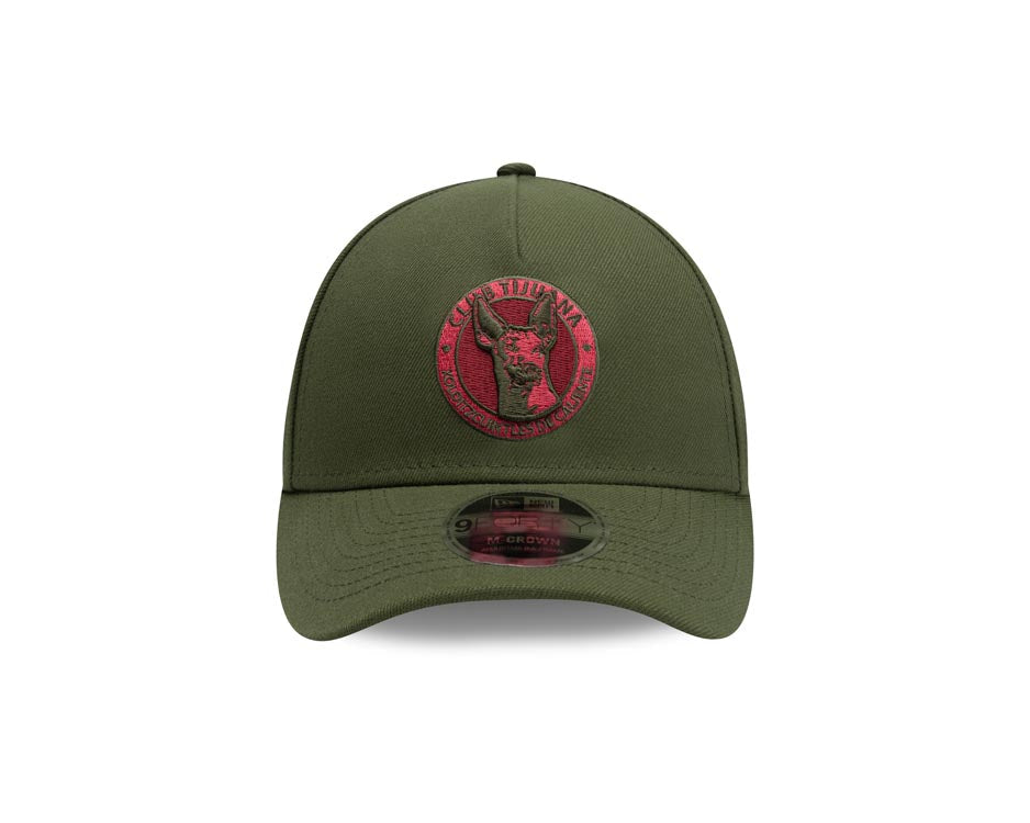 Xolos de Tijuana New Era Liga MX 9FORTY 940 Adjustable M-crown Cap Hat Black Crown/Visor Maroon/Olive Logo Gray UV