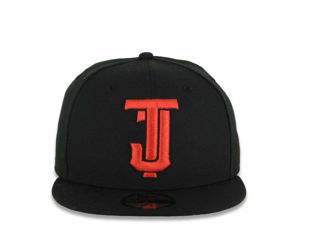 Tijuana Toros New Era LMB 59FIFTY 5950 Fitted Cap Hat Black Crown/Visor Red Logo Gray UV