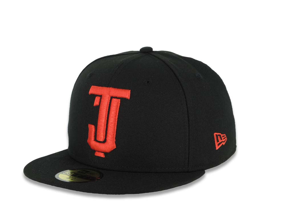 Tijuana Toros New Era LMB 59FIFTY 5950 Fitted Cap Hat Black Crown/Visor Red Logo Gray UV