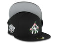 New York Yankees New Era MLB 59FIFTY 5950 Fitted Cap Hat Black Crown/Visor White/Pink Logo With Rose 1998 World Series Side Patch