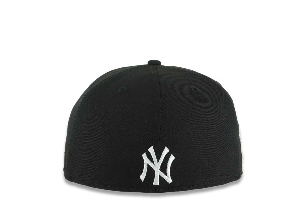 New York Yankees New Era MLB 59FIFTY 5950 Fitted Cap Hat Black Crown/Visor White/Pink Logo With Rose 1998 World Series Side Patch