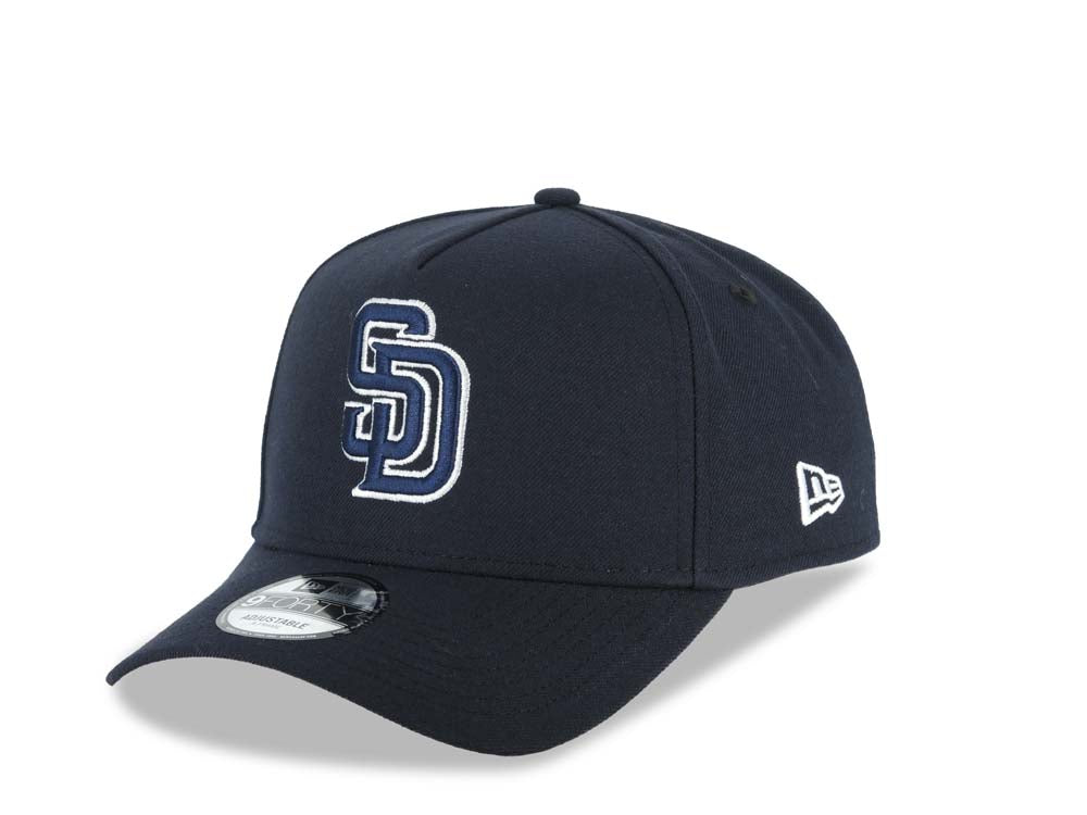 San Diego Padres New Era MLB 9FORTY 940 Adjustable A-Frame Cap Hat Navy Blue Crown/Visor Navy Blue Logo 1998 World Series Side Patch