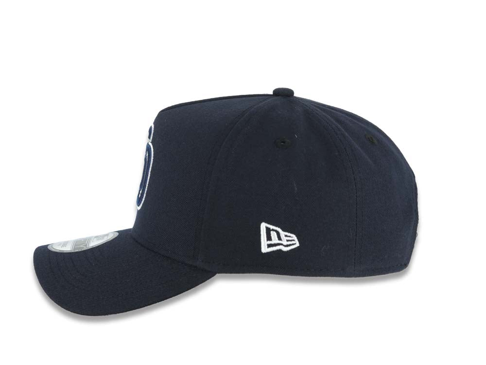San Diego Padres New Era MLB 9FORTY 940 Adjustable A-Frame Cap Hat Navy Blue Crown/Visor Navy Blue Logo 1998 World Series Side Patch