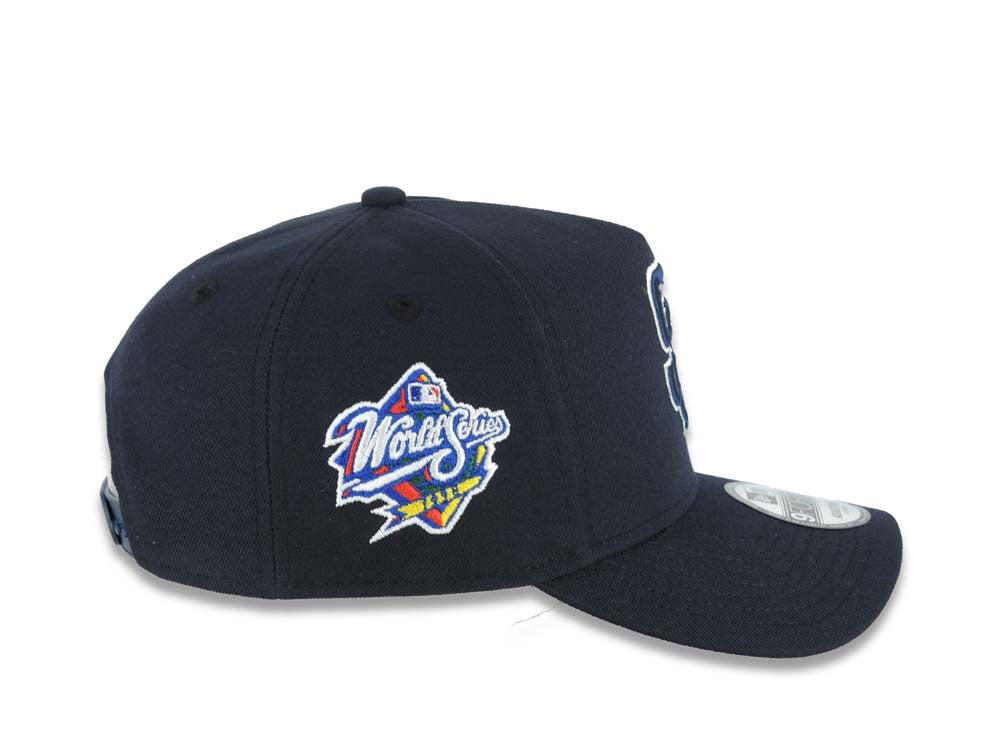 San Diego Padres New Era MLB 9FORTY 940 Adjustable A-Frame Cap Hat Navy Blue Crown/Visor Navy Blue Logo 1998 World Series Side Patch