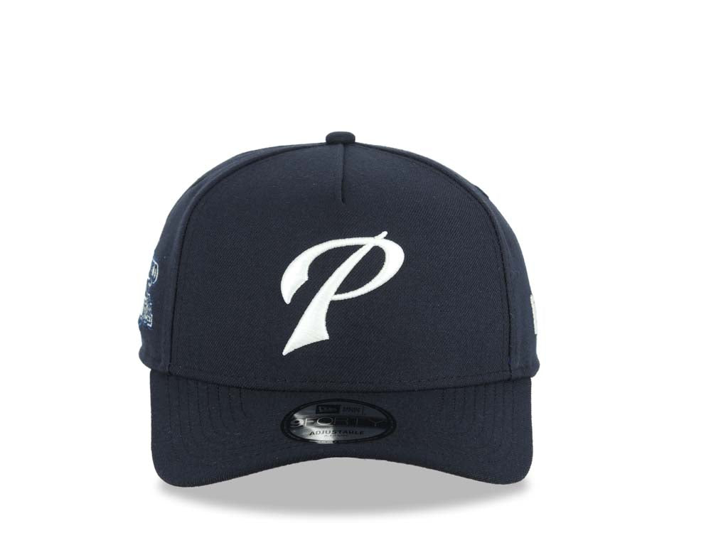San Diego Padres New Era MLB 9FORTY 940 Adjustable A-Frame Cap Hat Navy Blue Crown/Visor Glow White Script P Logo 1984 World Series Side Patch