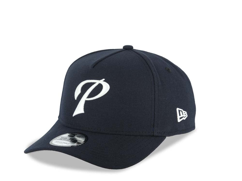 San Diego Padres New Era MLB 9FORTY 940 Adjustable A-Frame Cap Hat Navy Blue Crown/Visor Glow White Script P Logo 1984 World Series Side Patch