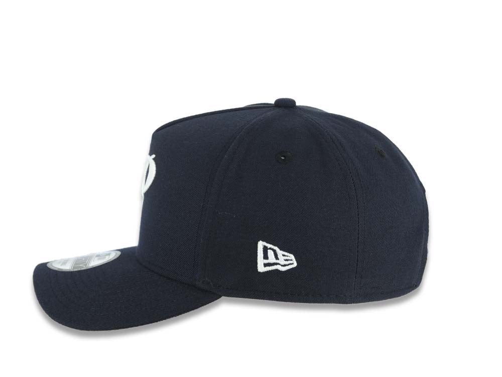 San Diego Padres New Era MLB 9FORTY 940 Adjustable A-Frame Cap Hat Navy Blue Crown/Visor Glow White Script P Logo 1984 World Series Side Patch