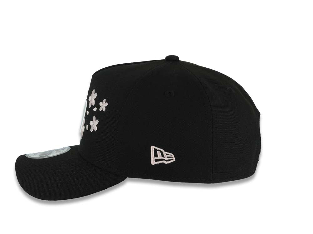 San Diego Padres New Era MLB 9FORTY 940 Adjustable A-Frame Cap Hat Black Crown/Visor White Logo With Pink Rose 1998 World Series Side Patch