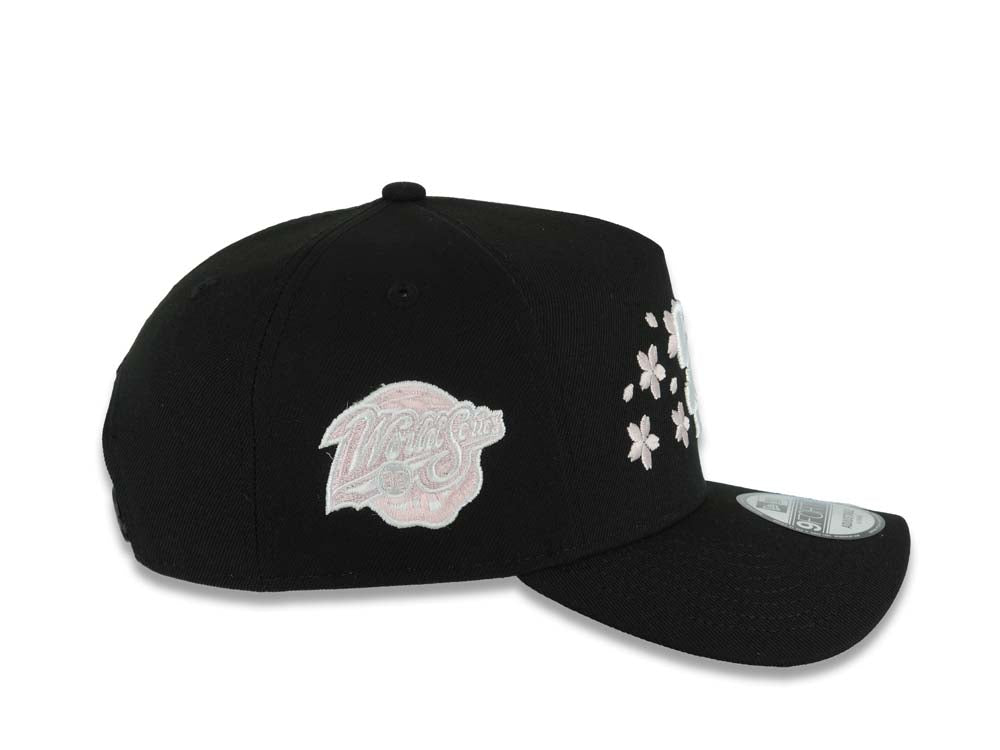 San Diego Padres New Era MLB 9FORTY 940 Adjustable A-Frame Cap Hat Black Crown/Visor White Logo With Pink Rose 1998 World Series Side Patch