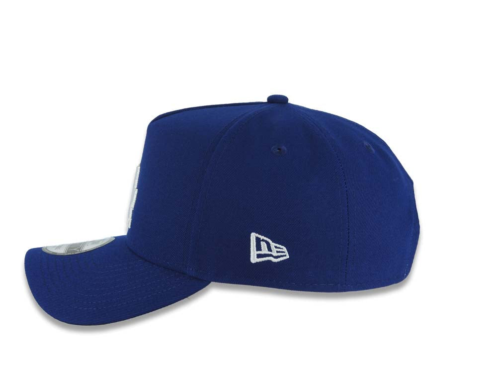 Los Angeles Dodgers New Era MLB 9FORTY 940 Adjustable A-Frame Cap Hat Royal Blue Crown/Visor White Logo Japan World Series Champions Side Patch Gray UV