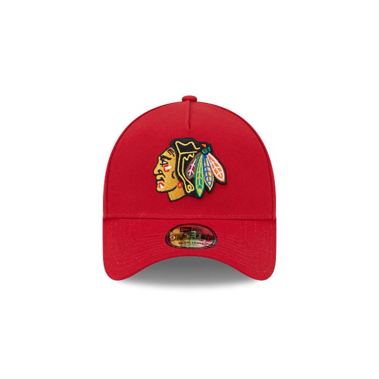Chicago Blackhawks NHL 9FORTY 940 Adjustable A-Frame Cap Hat Red Crown/Visor Team Color Logo Gray UV