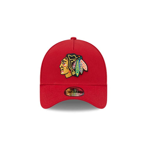 Chicago Blackhawks NHL 9FORTY 940 Adjustable A-Frame Cap Hat Red Crown/Visor Team Color Logo Gray UV