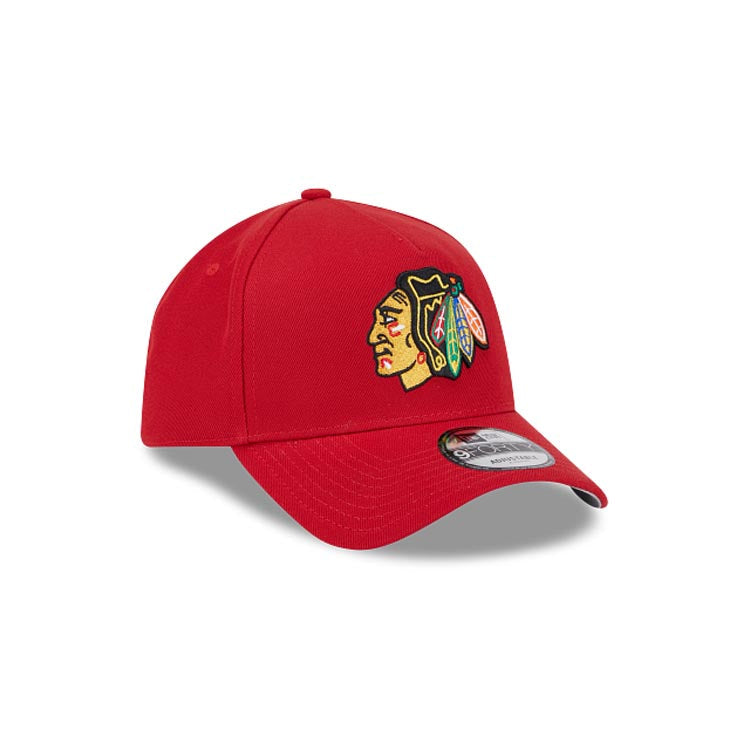 Chicago Blackhawks NHL 9FORTY 940 Adjustable A-Frame Cap Hat Red Crown/Visor Team Color Logo Gray UV