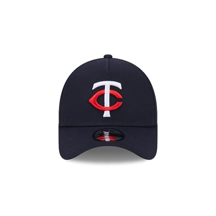 Minnesota Twins New Era MLB 9FORTY 940 Adjustable A-Frame Cap Hat Navy Blue Crown/Visor Team Color Logo Gray UV