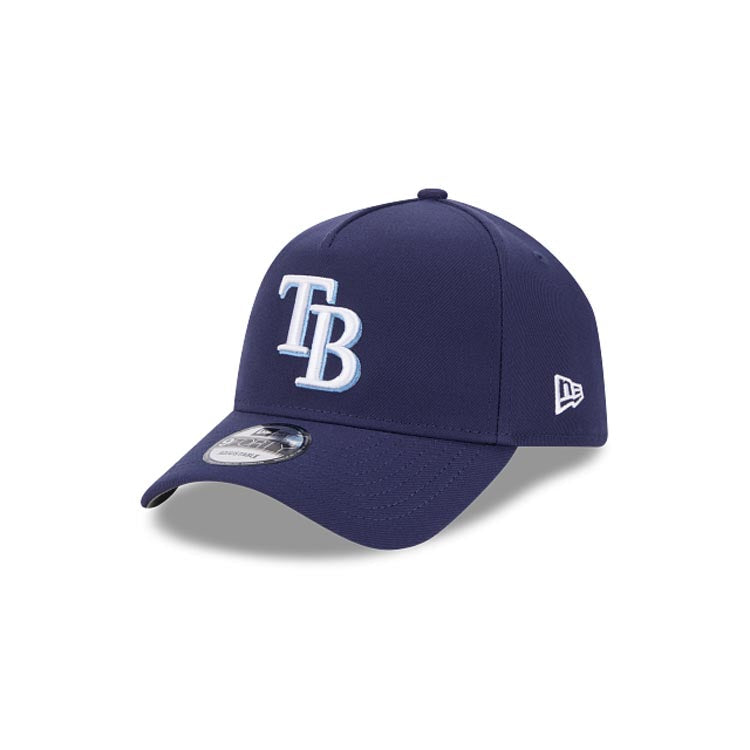 Tampa Bay Rays New Era MLB 9FORTY 940 Adjustable A-Frame Cap Hat Navy Blue Crown/Visor Team Color Logo Gray UV
