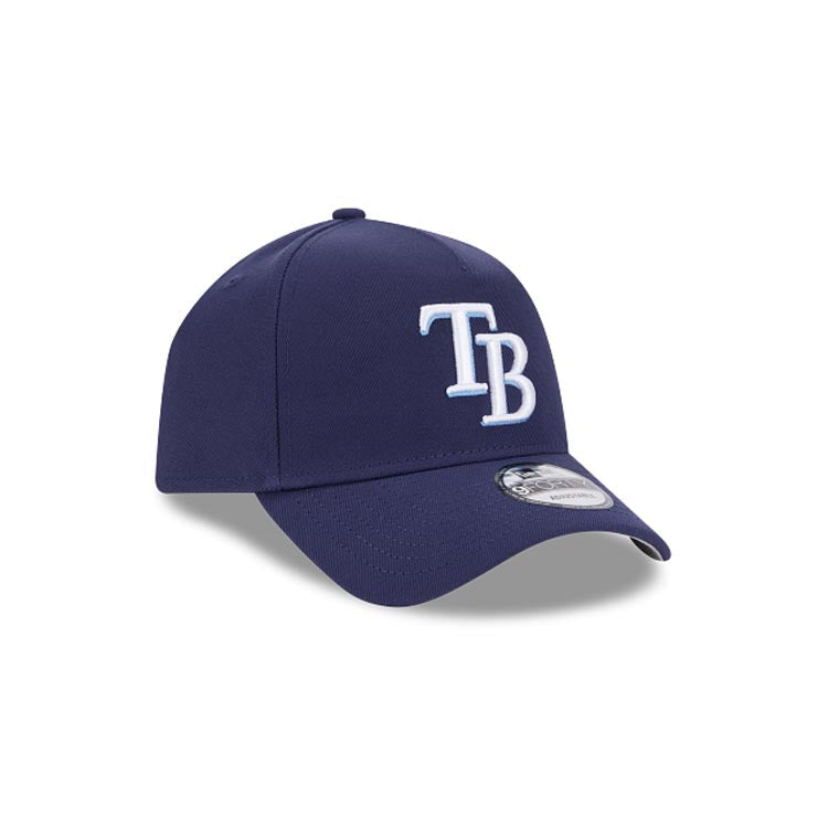 Tampa Bay Rays New Era MLB 9FORTY 940 Adjustable A-Frame Cap Hat Navy Blue Crown/Visor Team Color Logo Gray UV