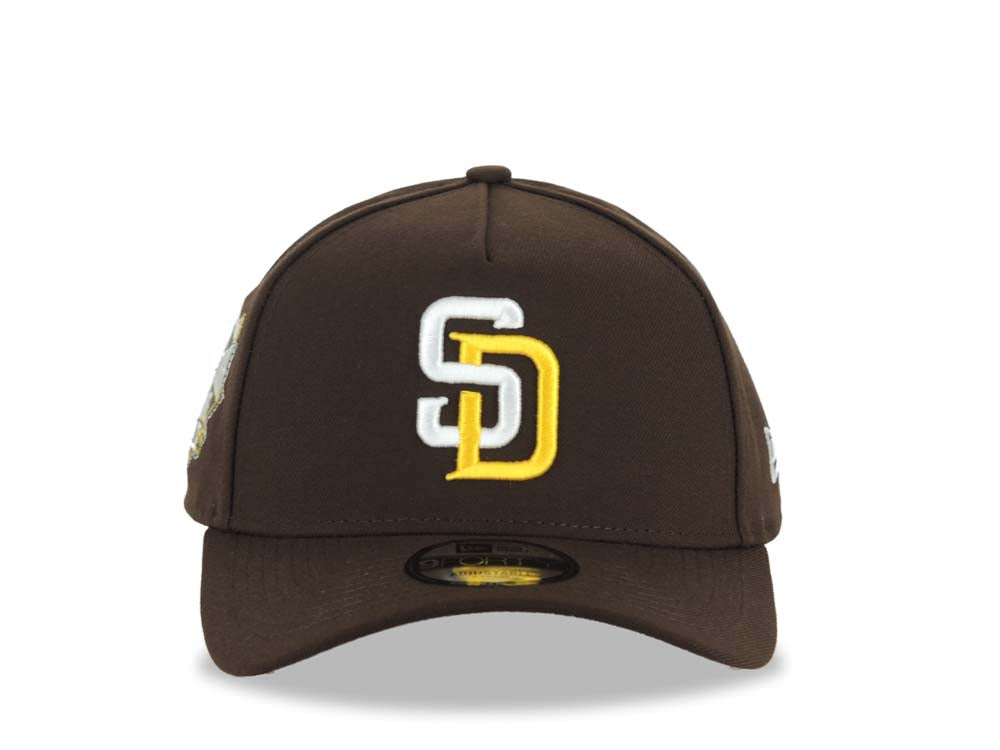 San Diego Padres New Era MLB 9FORTY 940 Adjustable A-Frame Cap Hat Brown Crown/Visor White/Yellow Logo 2016 All-Star Game Side Patch