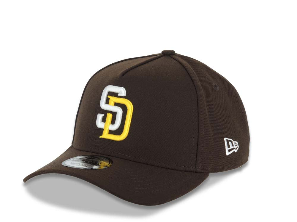 San Diego Padres New Era MLB 9FORTY 940 Adjustable A-Frame Cap Hat Brown Crown/Visor White/Yellow Logo 2016 All-Star Game Side Patch