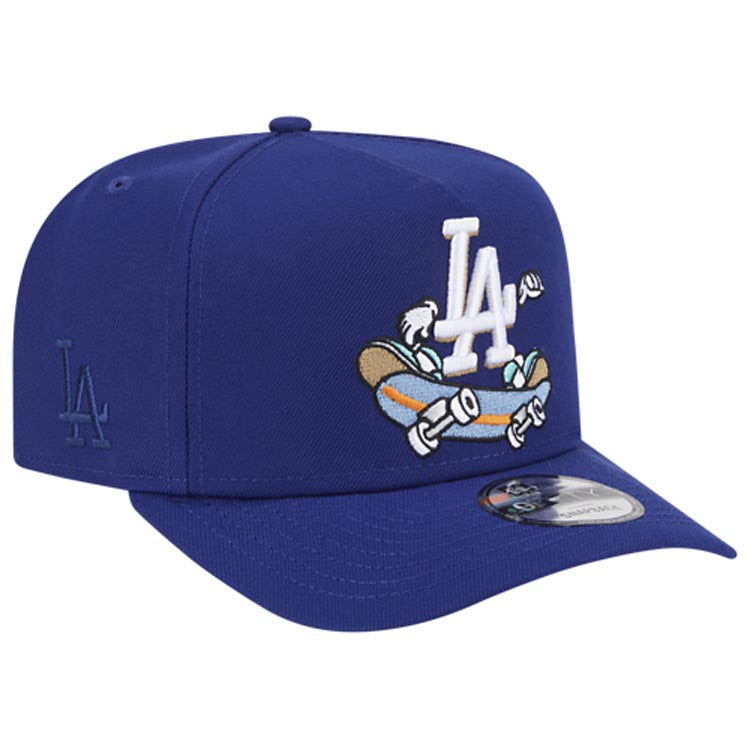 Los Angeles Dodgers New Era MLB 9FORTY 940 Snapback A-Frame Cap Hat Royal Blue Crown/Visor Team Color Logo Skating Cartoon