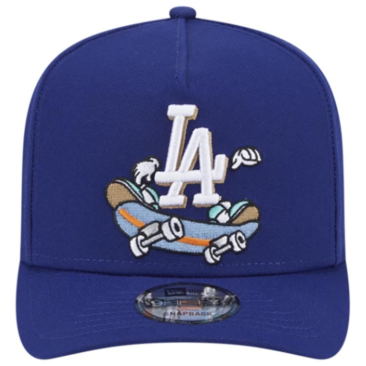 Los Angeles Dodgers New Era MLB 9FORTY 940 Snapback A-Frame Cap Hat Royal Blue Crown/Visor Team Color Logo Skating Cartoon