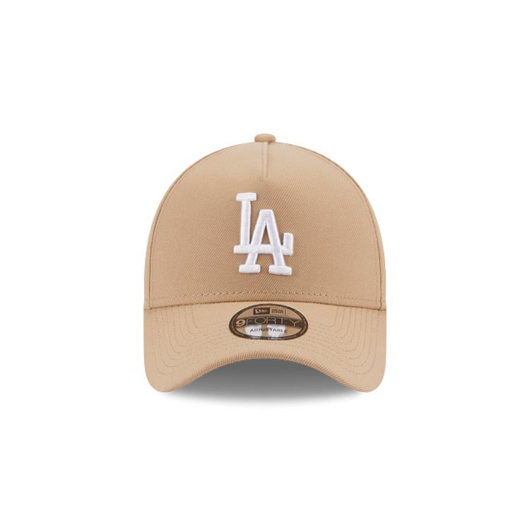 Los Angeles Dodgers New Era MLB 9FORTY 940 Adjustable A-Frame Cap Hat Khaki Crown/Visor White Logo Green UV