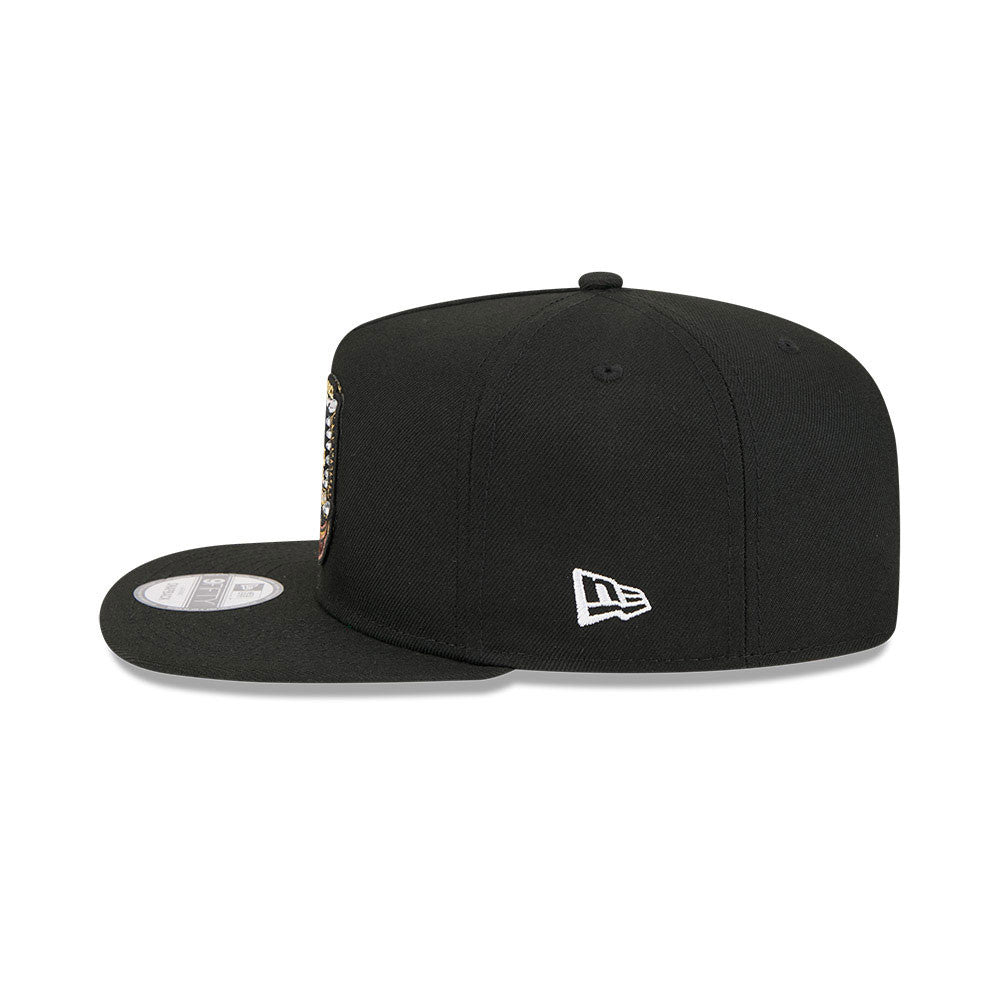 Los Angeles Dodgers New Era MLB 9FIFTY 950 A-Frame Snapback Cap Hat Black Crown/Visor Metallic Gold/Bronze Logo 8x Champions Ring Green UV