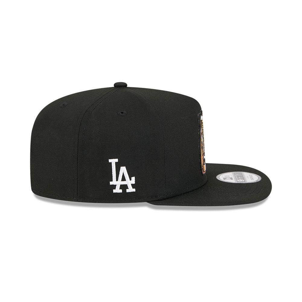 Los Angeles Dodgers New Era MLB 9FIFTY 950 A-Frame Snapback Cap Hat Black Crown/Visor Metallic Gold/Bronze Logo 8x Champions Ring Green UV