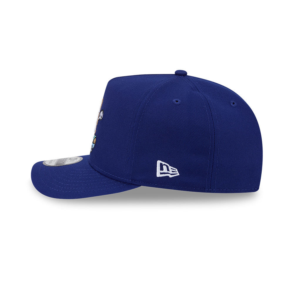 Los Angeles Dodgers New Era MLB 9FORTY 940 A-Frame Snapback Cap Hat Royal Blue Crown/Visor Team Color Logo With Skateboarding Cartoon