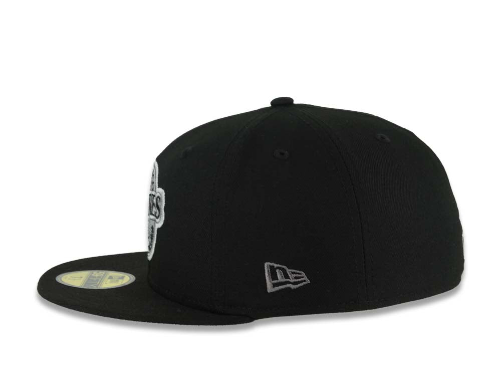 San Diego Padres New Era MLB 59FIFTY 5950 Fitted Cap Hat Black Crown/Visor Black/Gray Baseball Club Logo Petco Park 10 Years Side Patch Gray UV